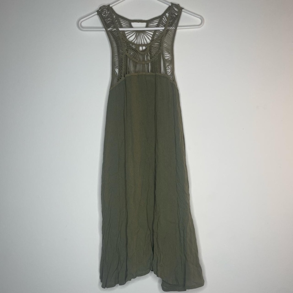 Army Green Drop Waist Midi/Mini Dress